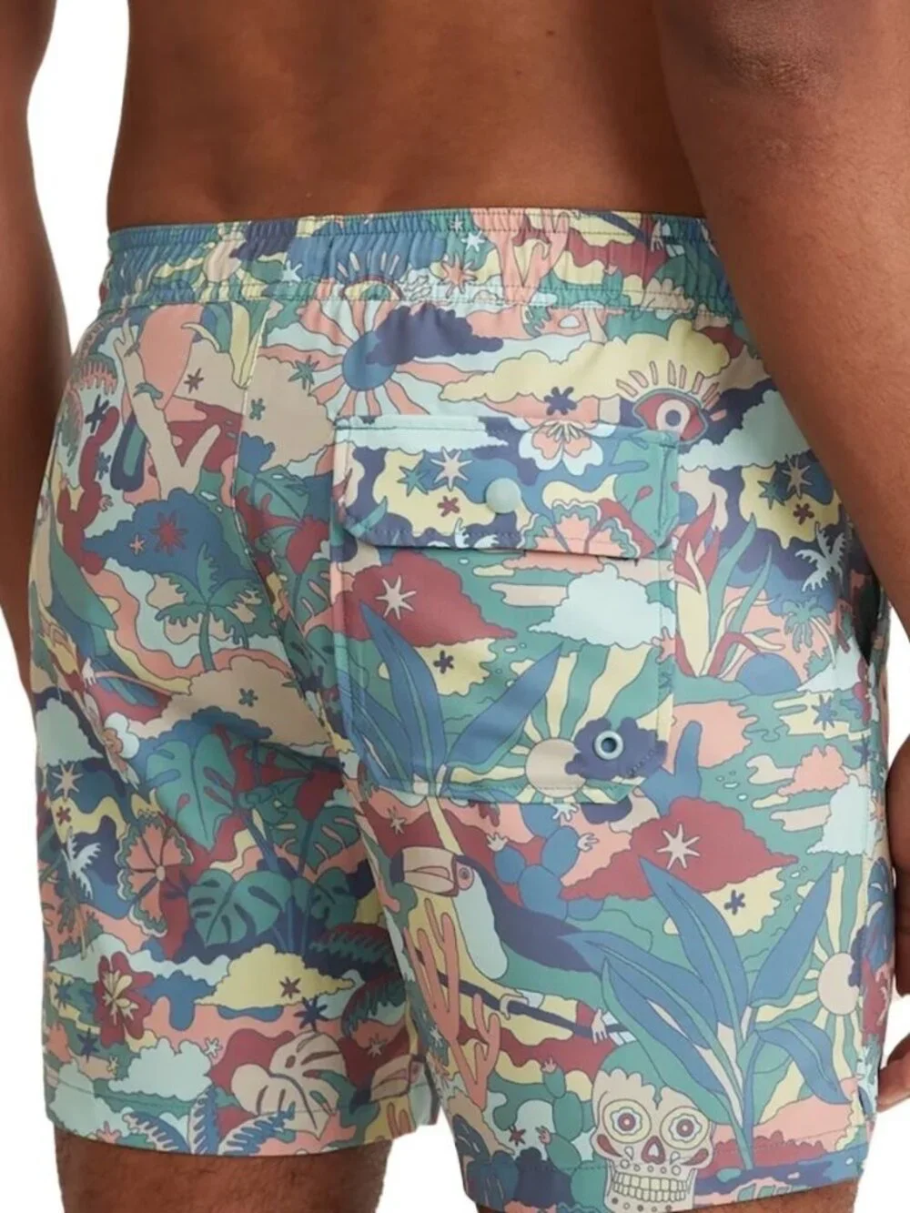 Men's Swim Trunk Shorts, Marine Layer 4-Way Stretch, Large.  Drawstring Elastic